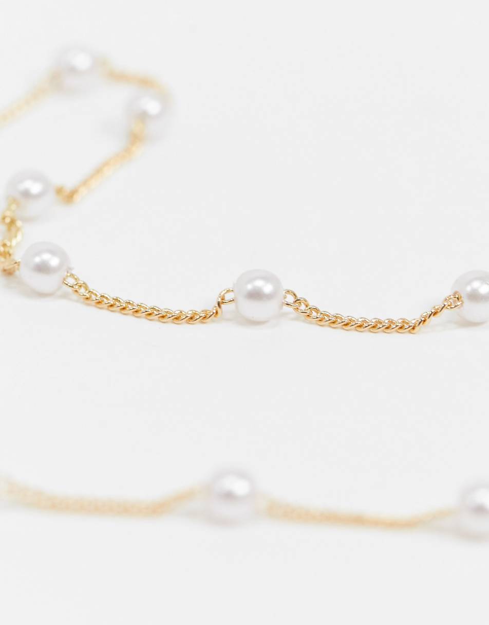 DesignB London Exclusive pearl choker necklace in gold