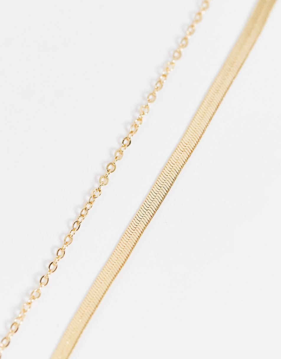 DesignB London multirow necklace with semi precious stone in gold tone