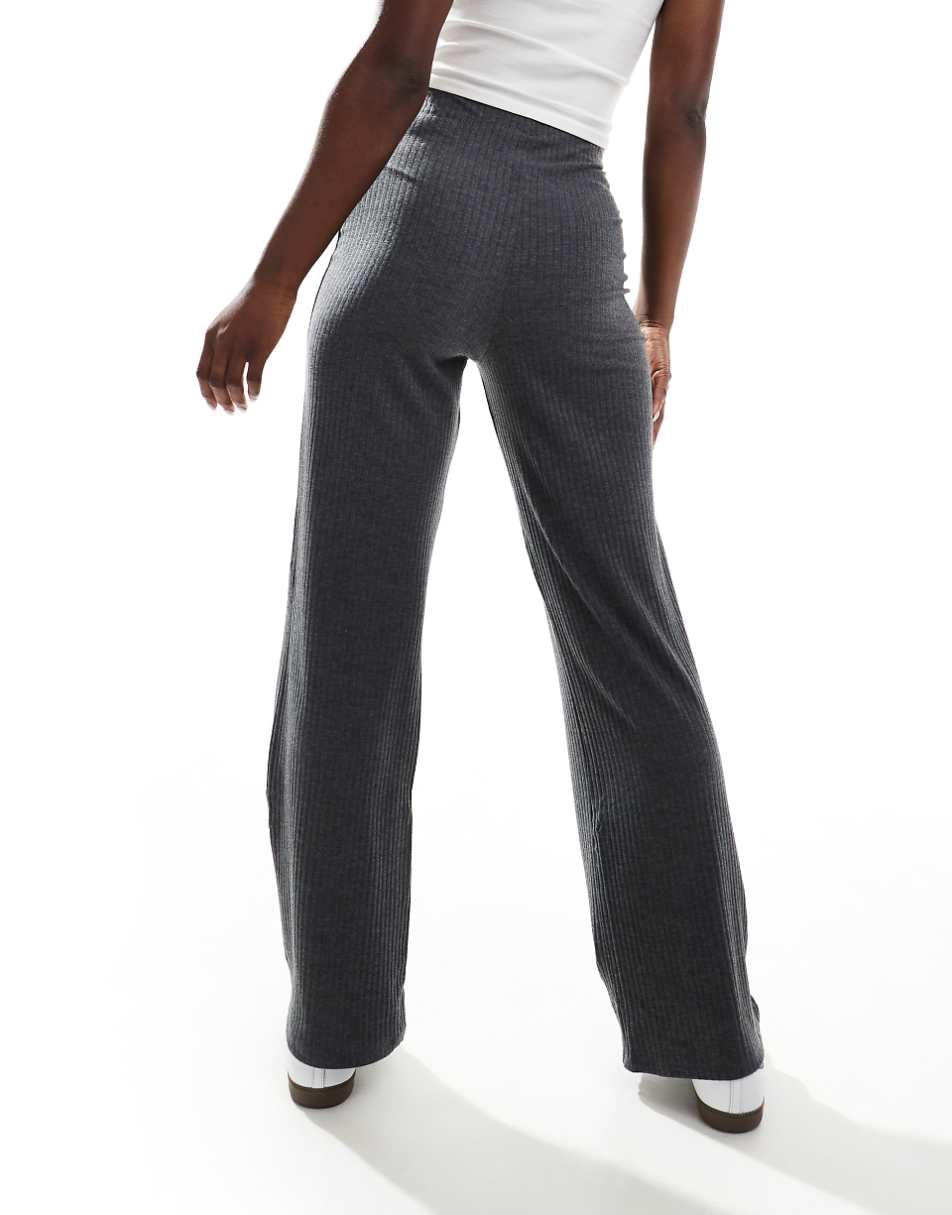 ASOS DESIGN rib dad pant in charcoal