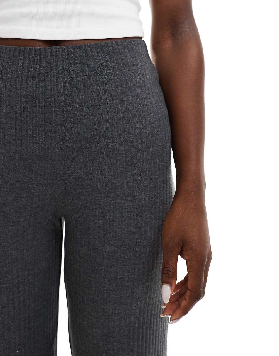 ASOS DESIGN rib dad pant in charcoal