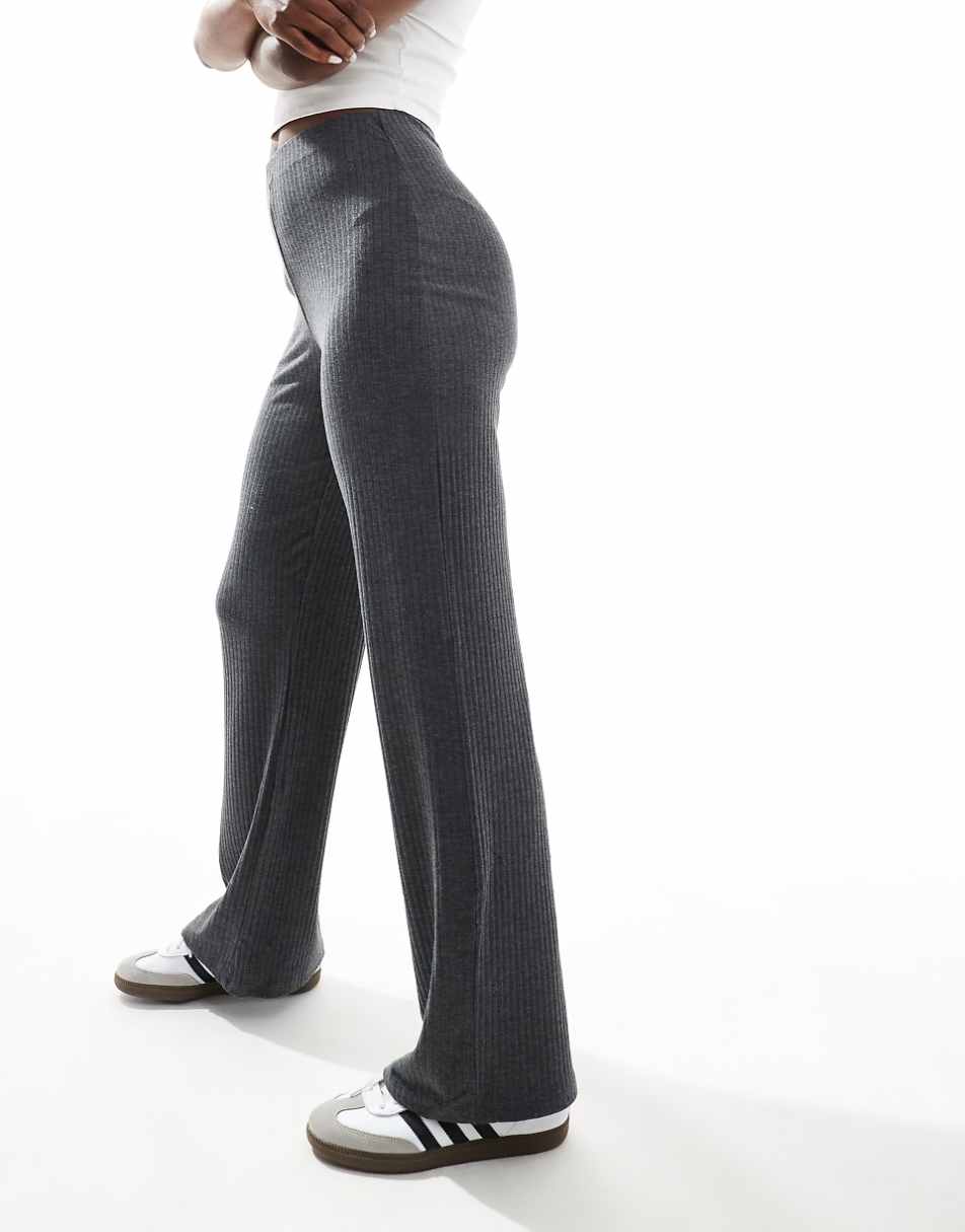 ASOS DESIGN rib dad pant in charcoal