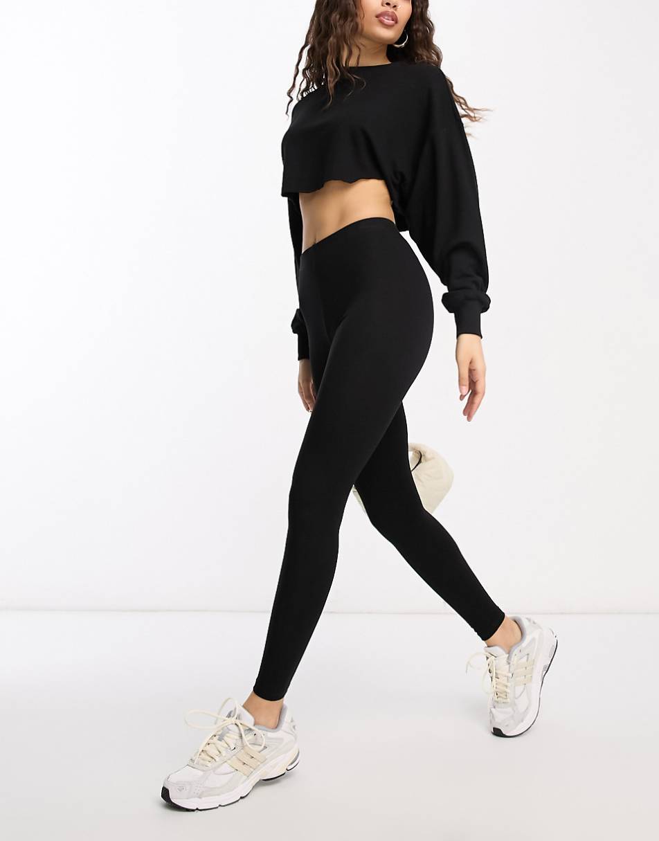 ASOS DESIGN Petite 2 pack leggings in black