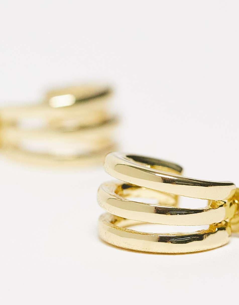 Pieces exclusive 18k plated 2 pack huggie earrings in gold