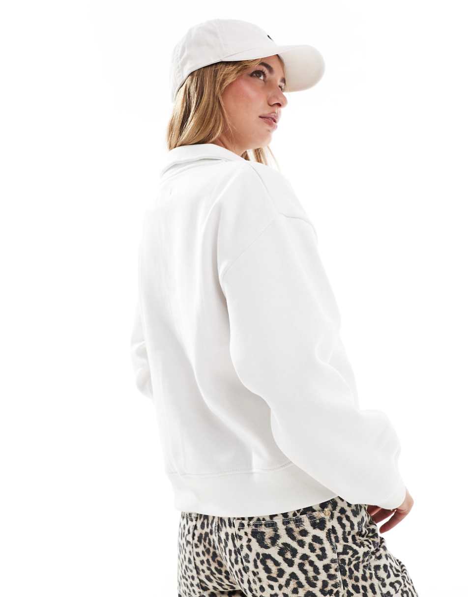 FCUK half zip up logo sweatshirt in white