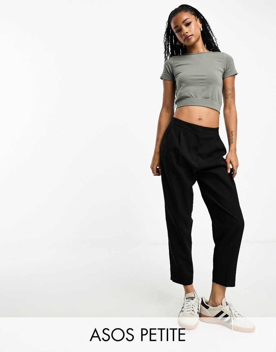 ASOS DESIGN Petite tailored tapered pant in black