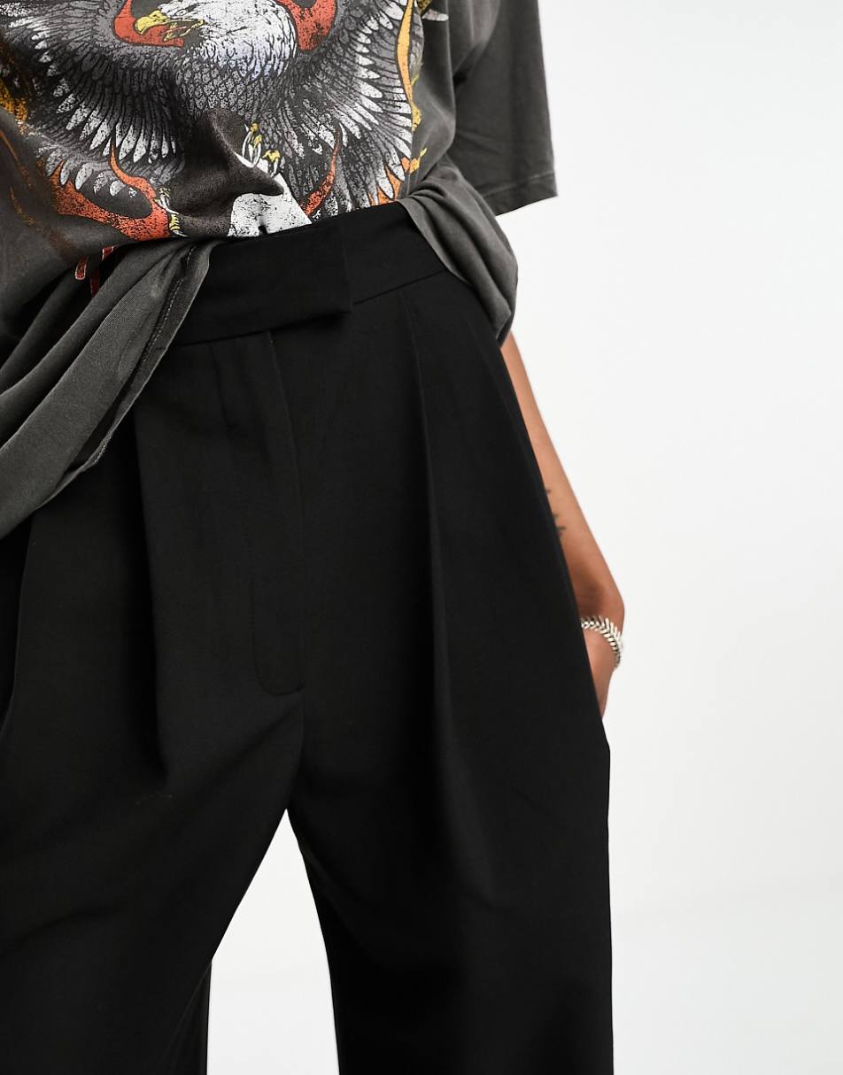 ASOS DESIGN Tall wide leg tailored pant in black