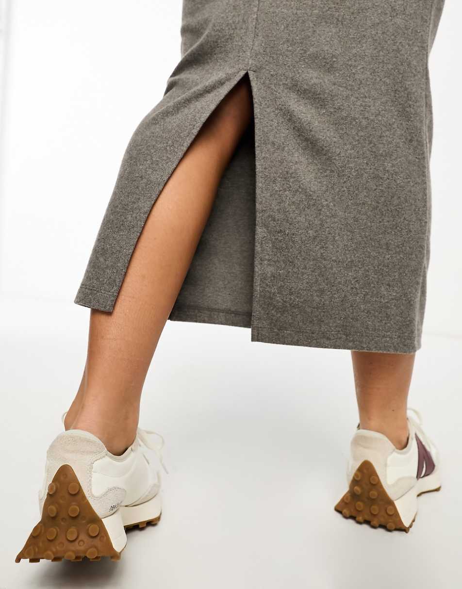 ASOS DESIGN super soft midi skirt in charcoal heather - part of a set