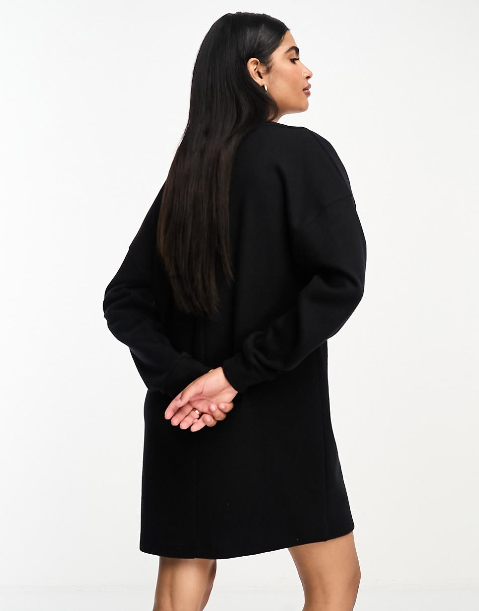ASOS DESIGN super soft slouchy v neck sweater mini dress in black