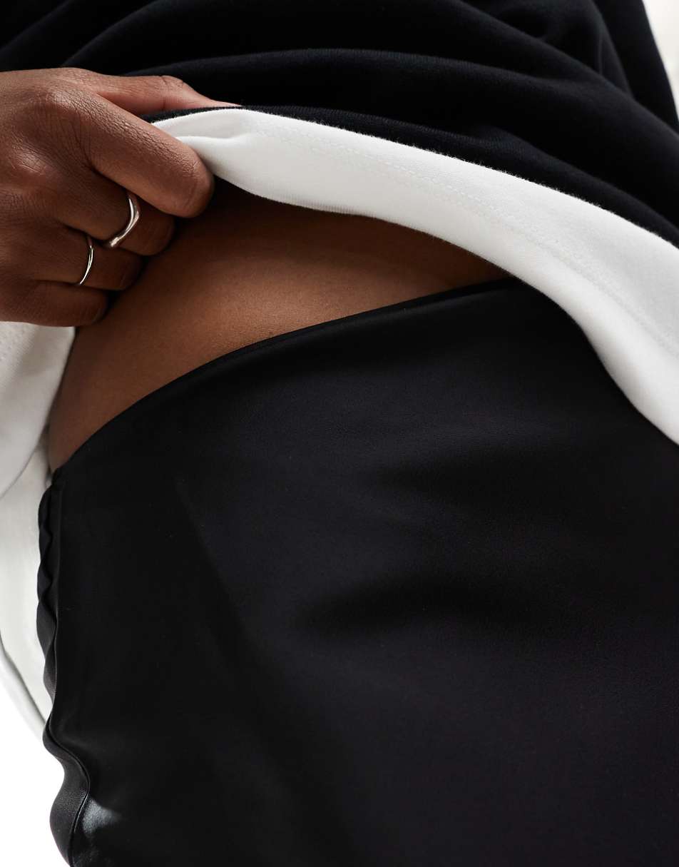 ASOS DESIGN satin bias midi skirt in black