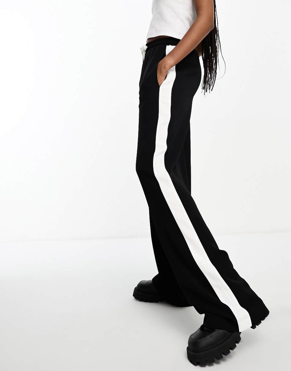 ASOS DESIGN Tall pull on pants with contrast panel in black