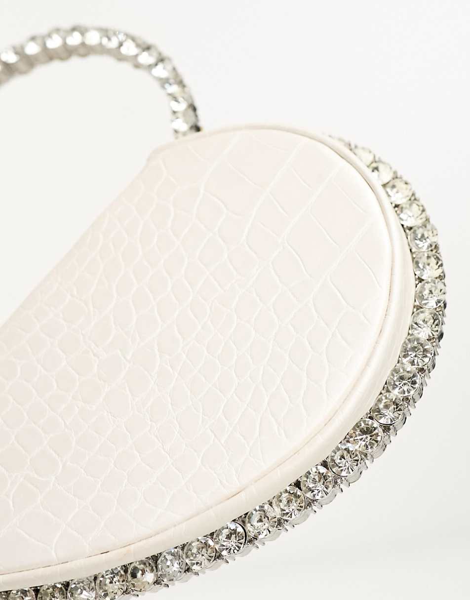 Public Desire The Alessia Heart jewel clutch bag in white