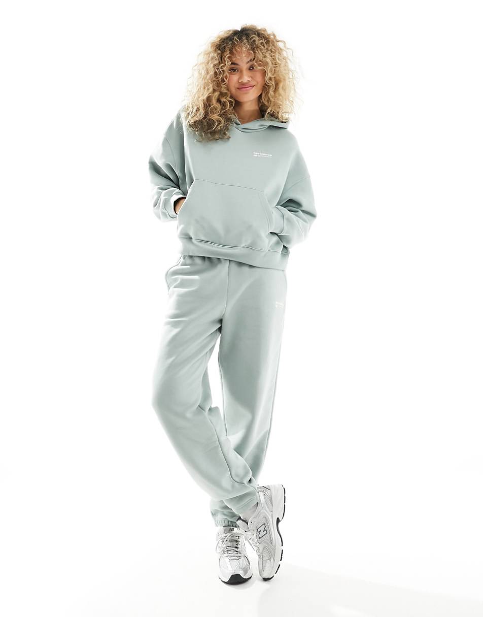New Balance Linear Heritage brushed back hoodie in sage