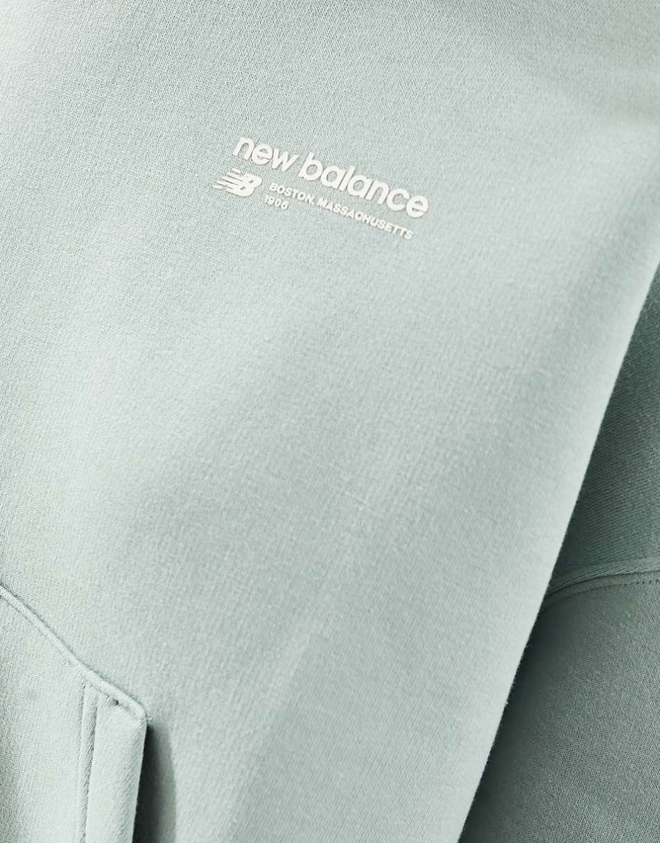 New Balance Linear Heritage brushed back hoodie in sage