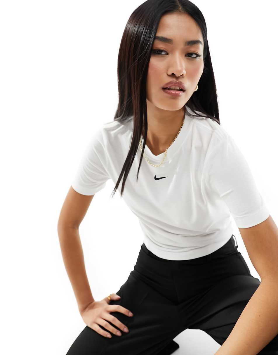 Nike essential slim cropped t-shirt in white