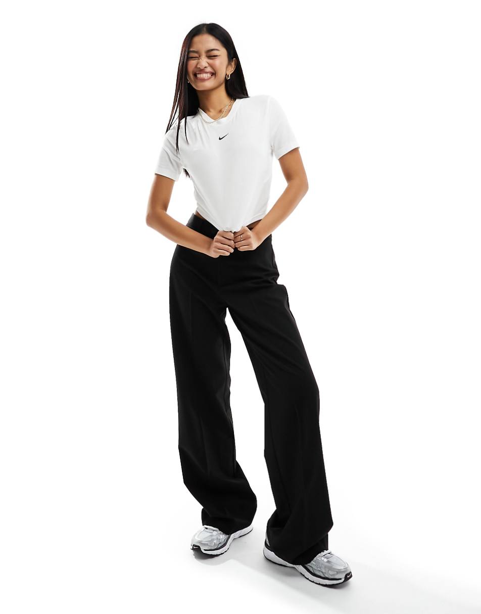 Nike essential slim cropped t-shirt in white