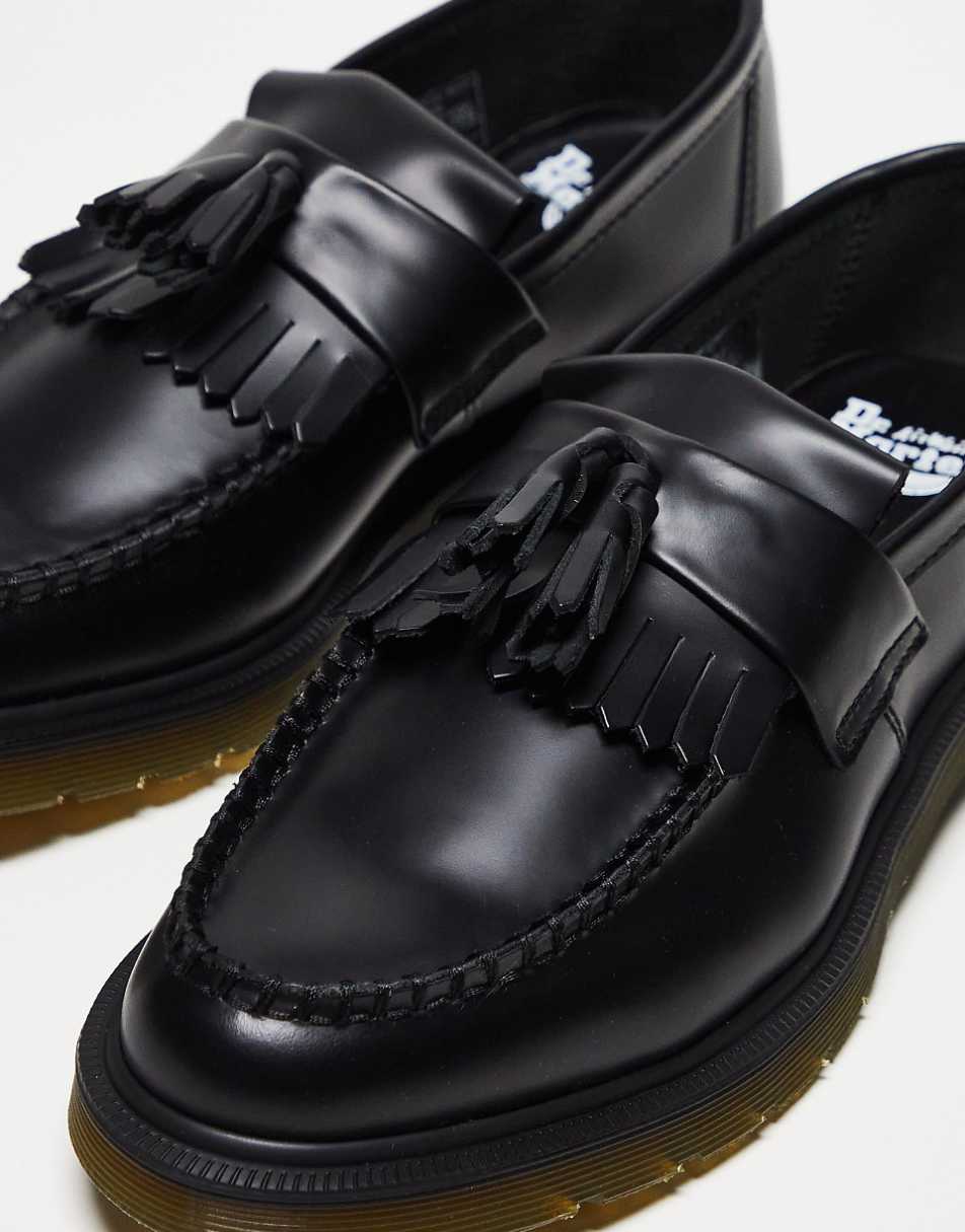Dr Martens Adrian tassel loafers in black polished smooth leather