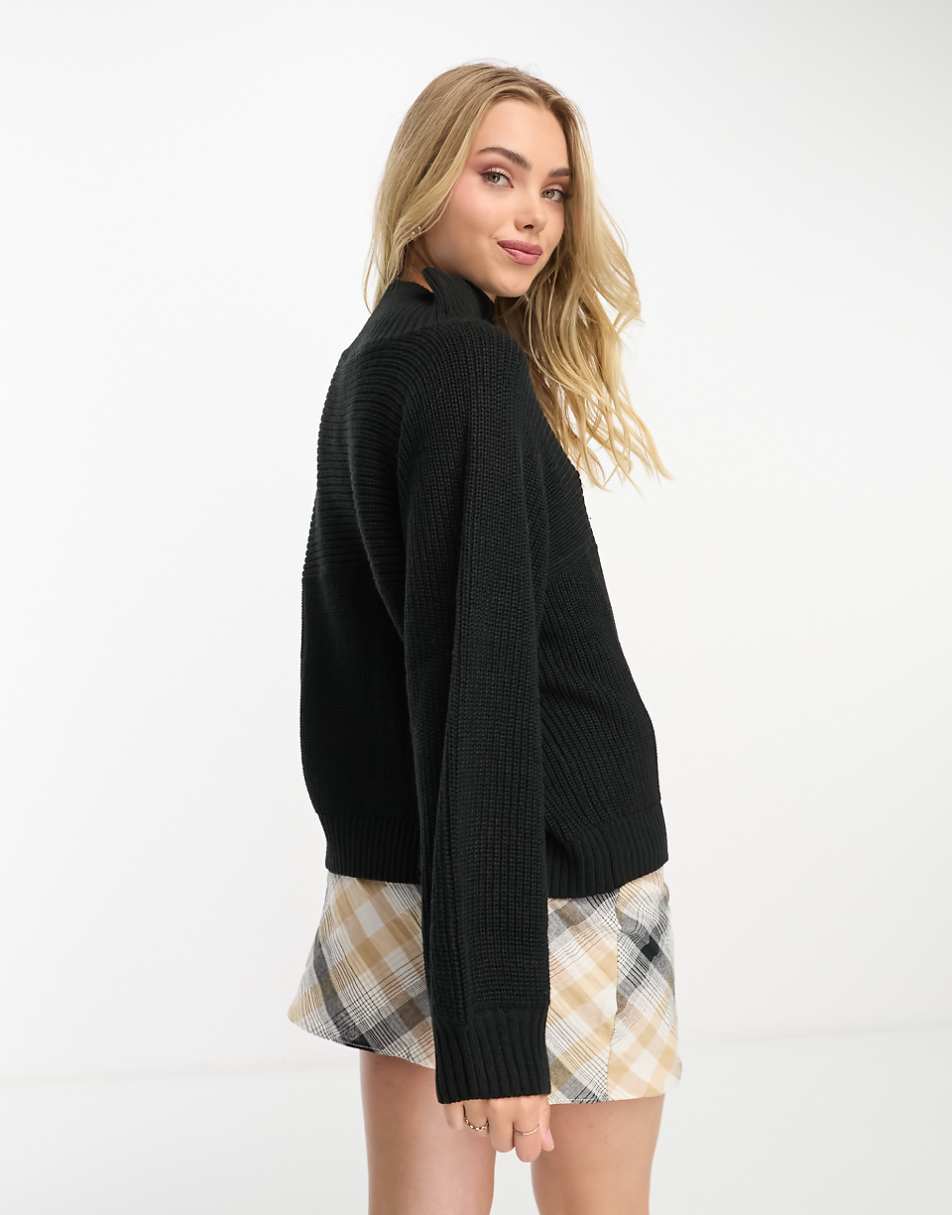 Monki Libby high neck sweater in black
