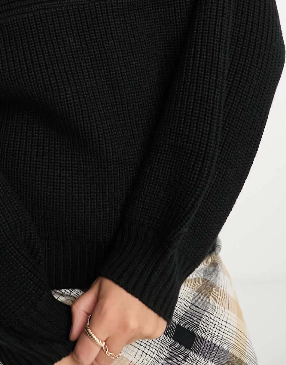 Monki Libby high neck sweater in black