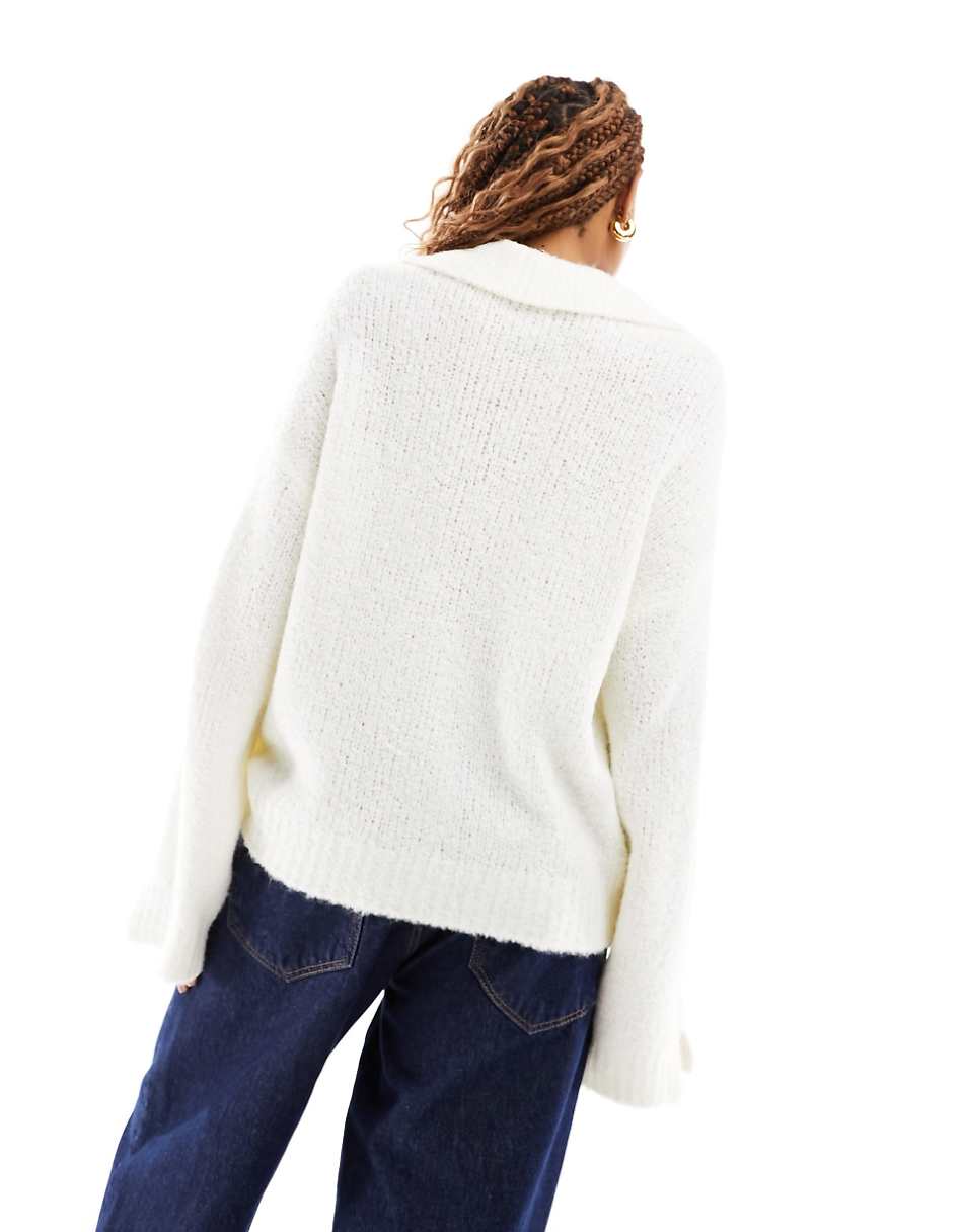 ASOS DESIGN oversized sweater with collar detail in cream