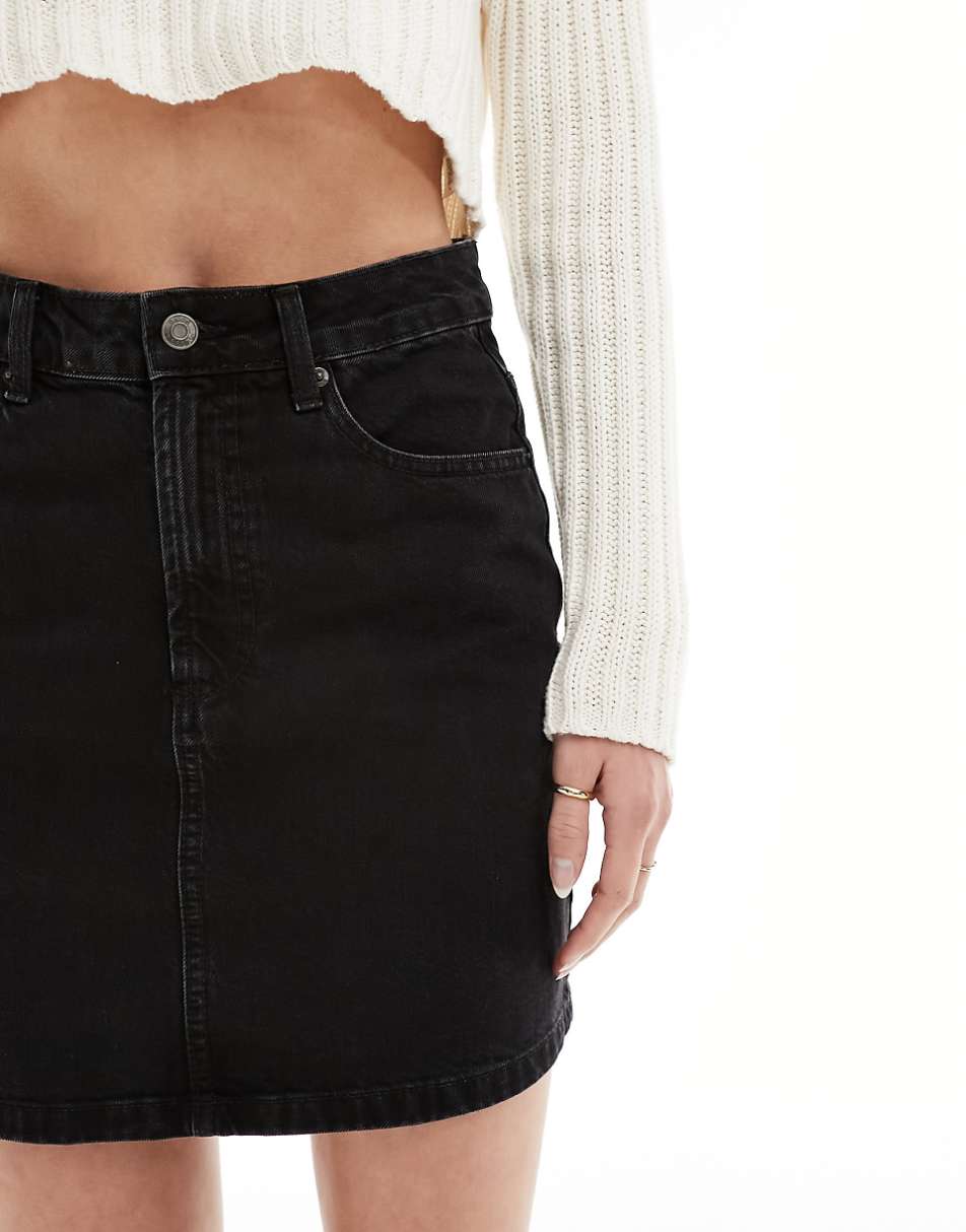 ASOS DESIGN Tall denim high waist mini skirt in black