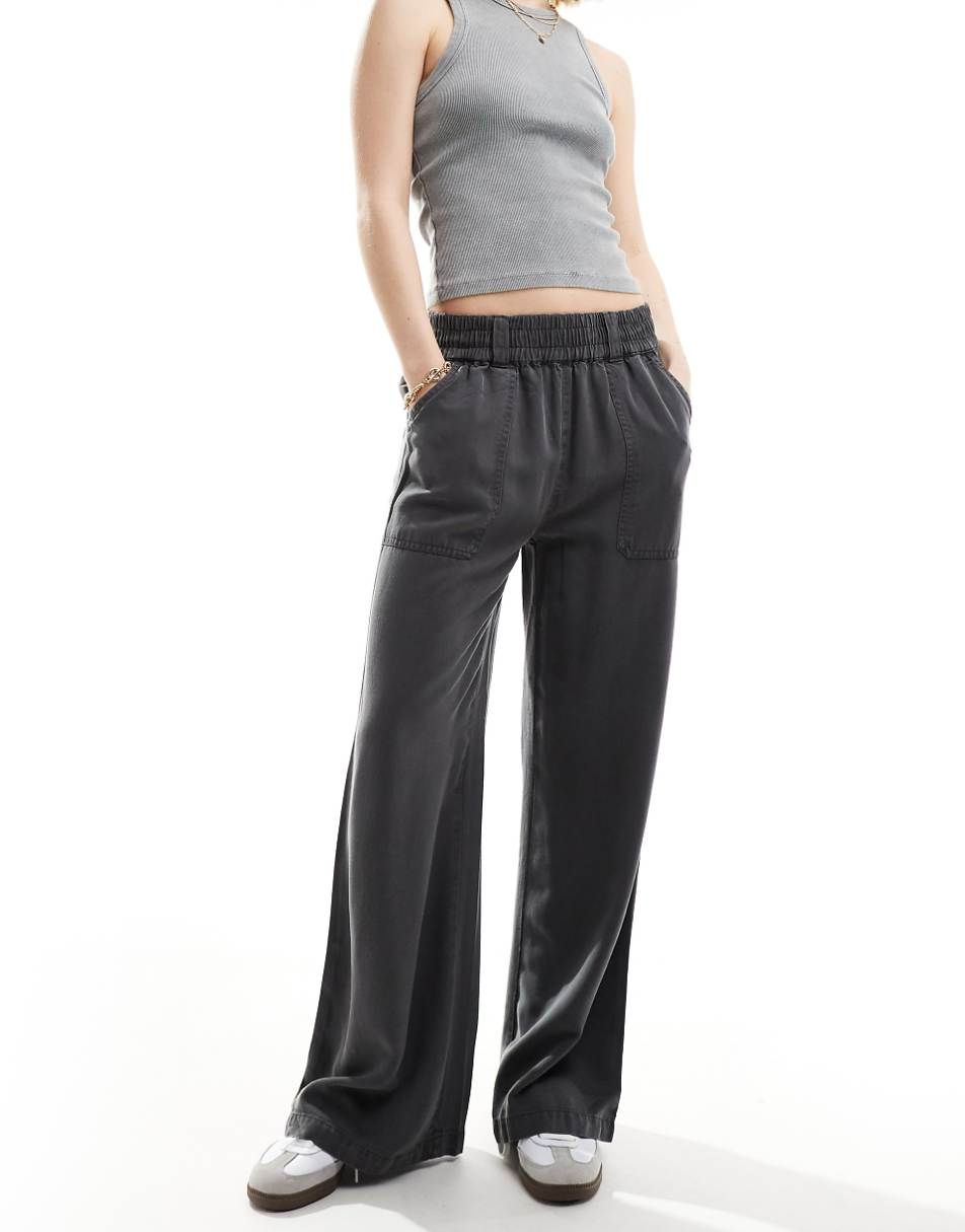 ASOS DESIGN pull on utility pants in washed black