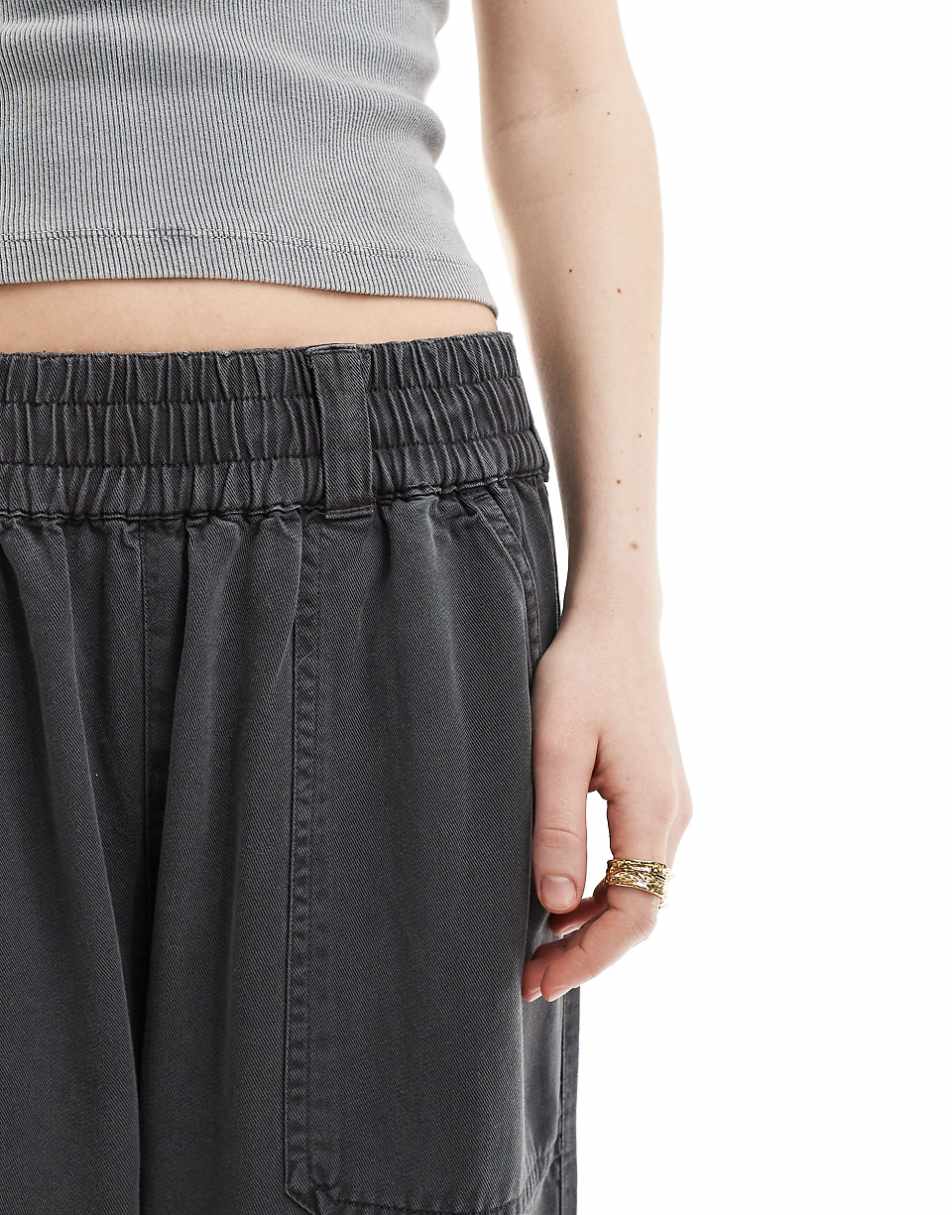 ASOS DESIGN pull on utility pants in washed black