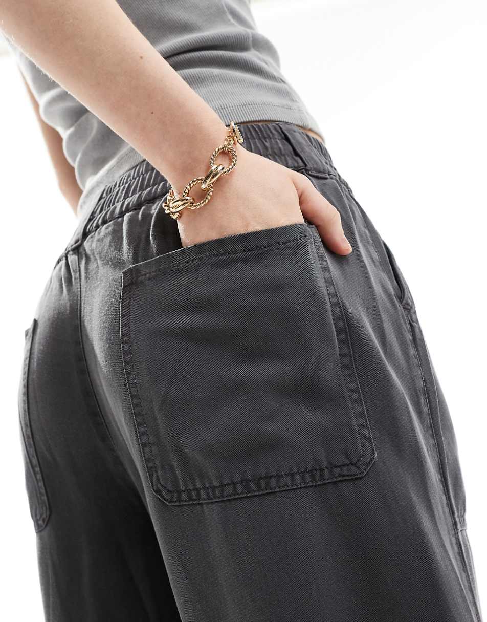 ASOS DESIGN pull on utility pants in washed black