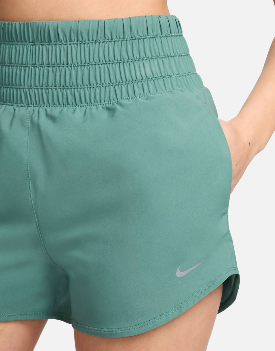 Nike One Training Dri-FIT ultra high rise 3-inch shorts in green