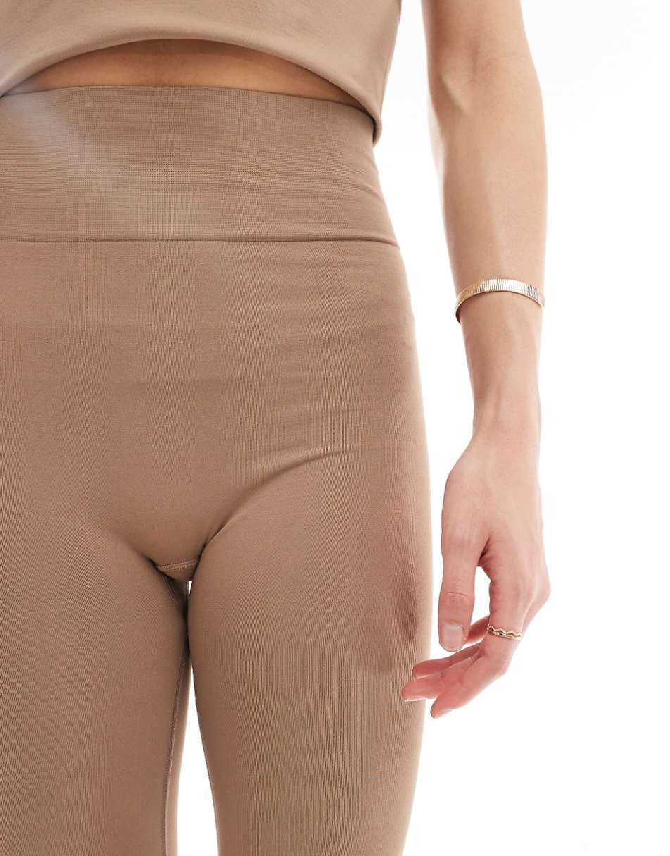 ASOS DESIGN seamless sculpting flat leggings in mocha - part of a set