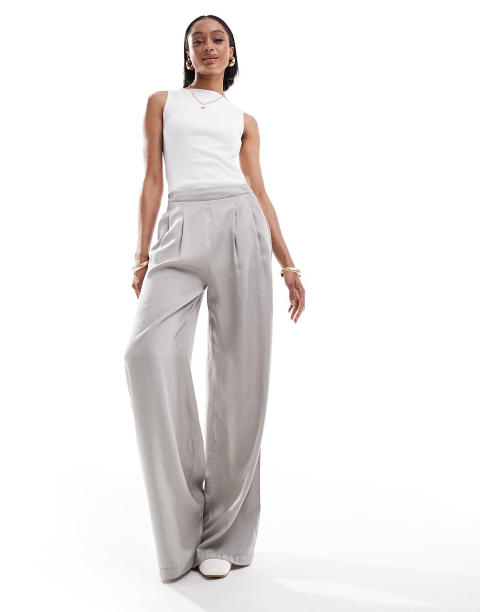 ASOS DESIGN Tall wide leg pants in gray