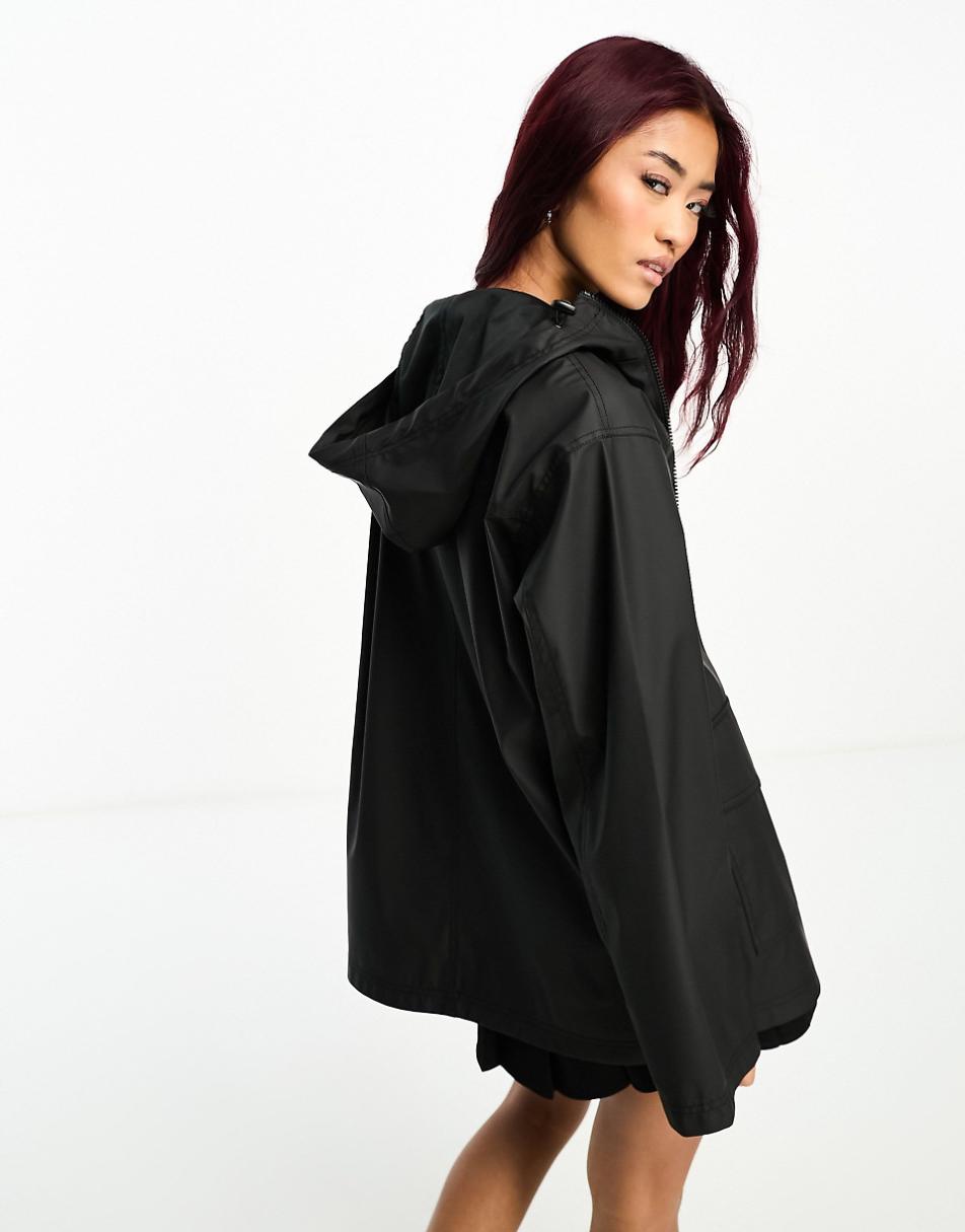 ASOS DESIGN rubberized rain coat in black