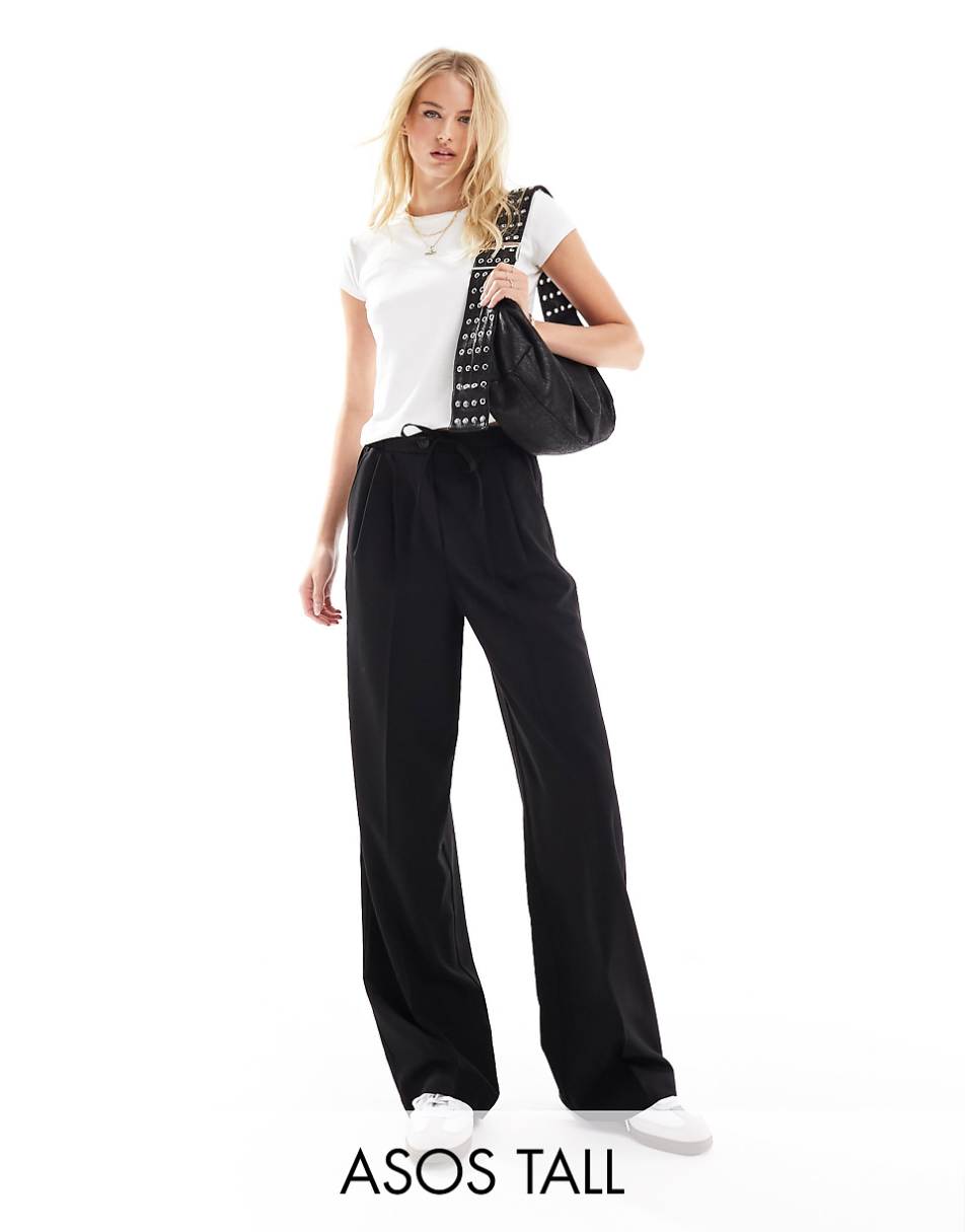 ASOS DESIGN Tall tailored pull on pants in black