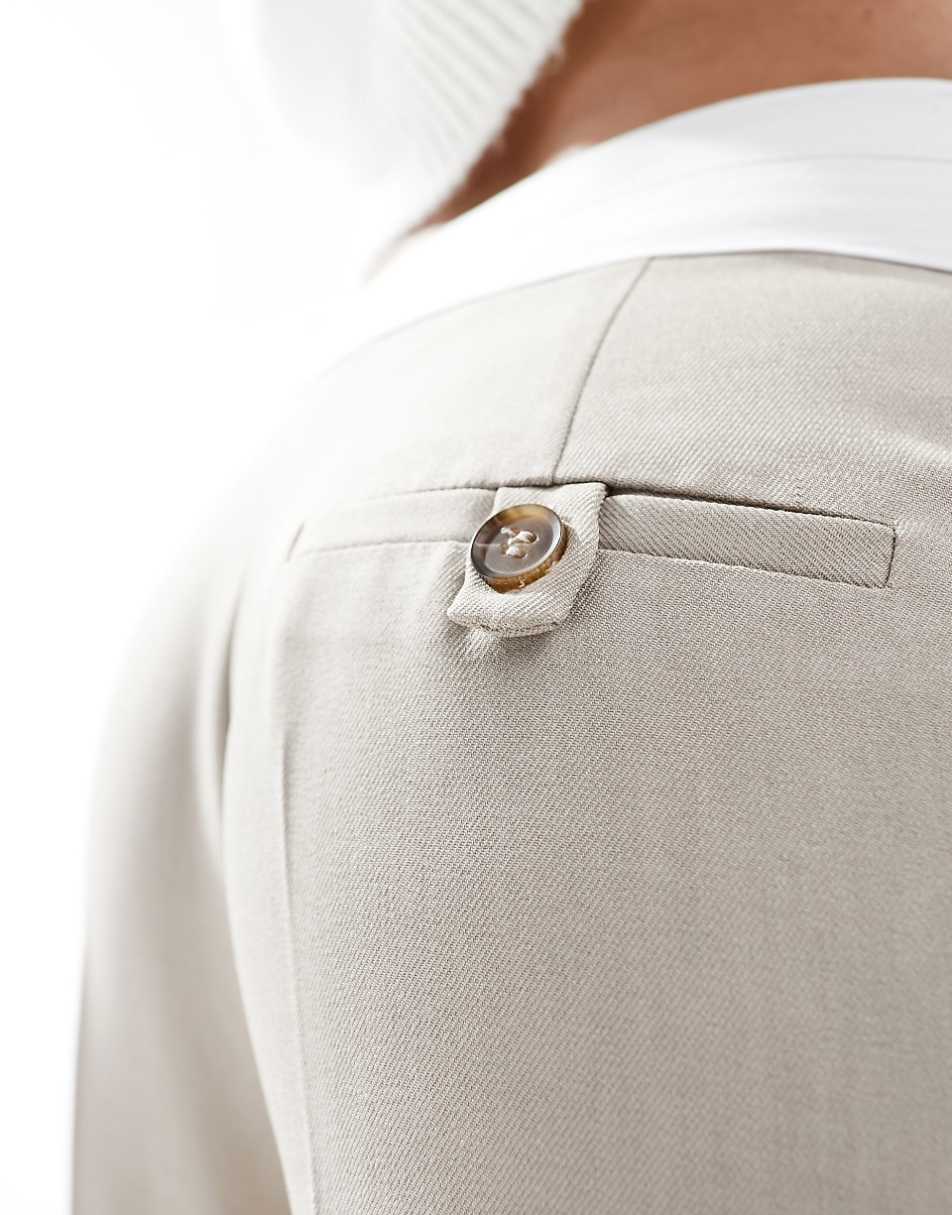 Miss Selfridge fold over waistband pants in stone
