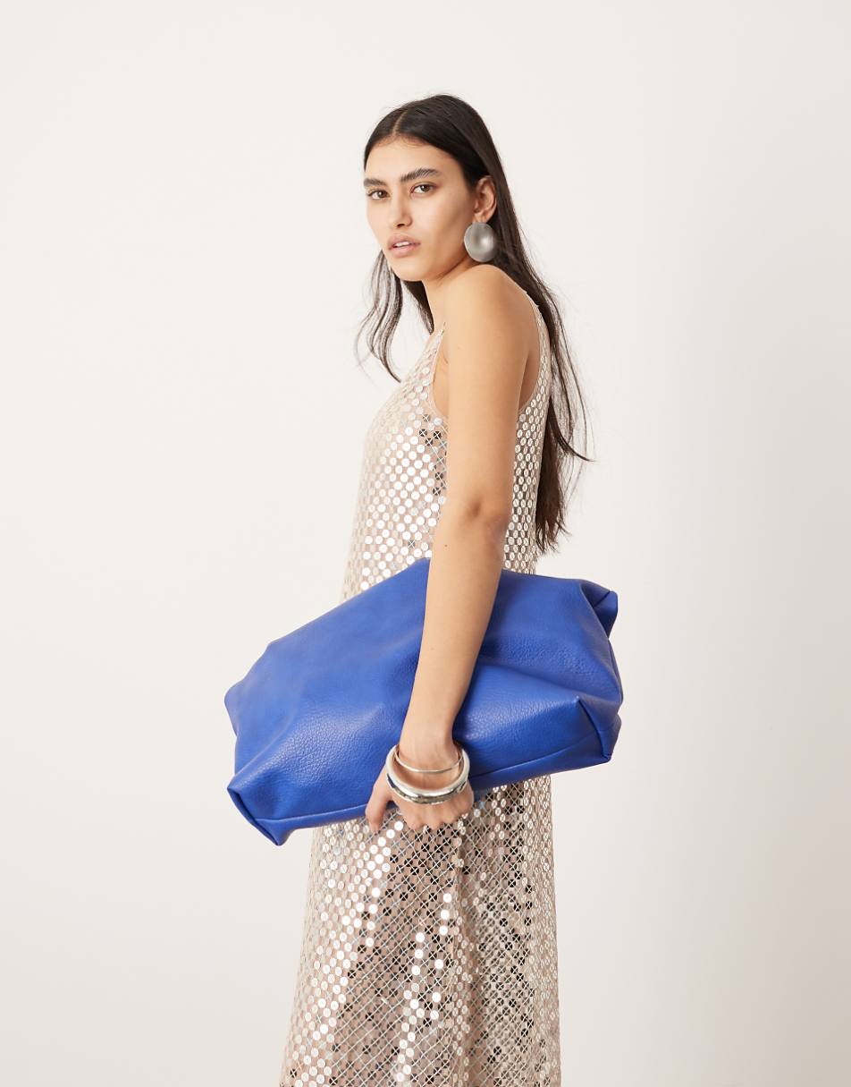 ASOS EDITION sheer disc sequin maxi raw edge tank dress in silver