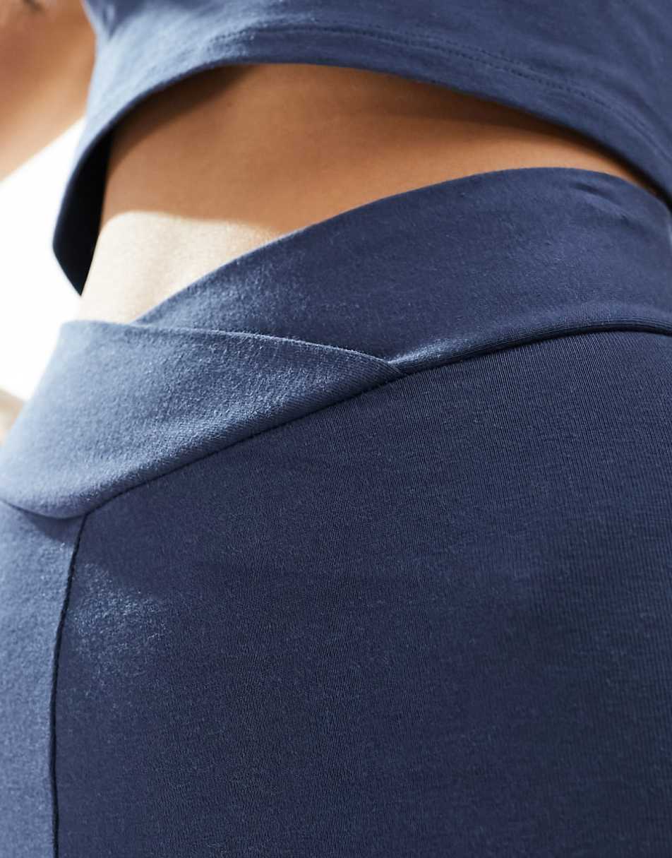 Miss Selfridge V front flare legging in navy - part of a set
