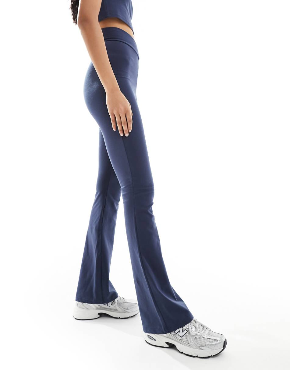 Miss Selfridge V front flare legging in navy - part of a set