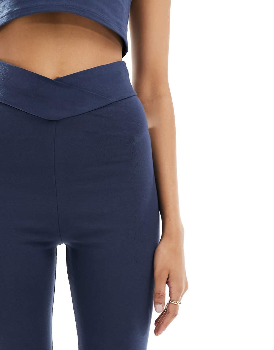 Miss Selfridge V front flare legging in navy - part of a set