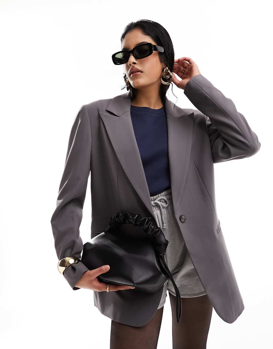 ASOS DESIGN single breasted blazer in gray