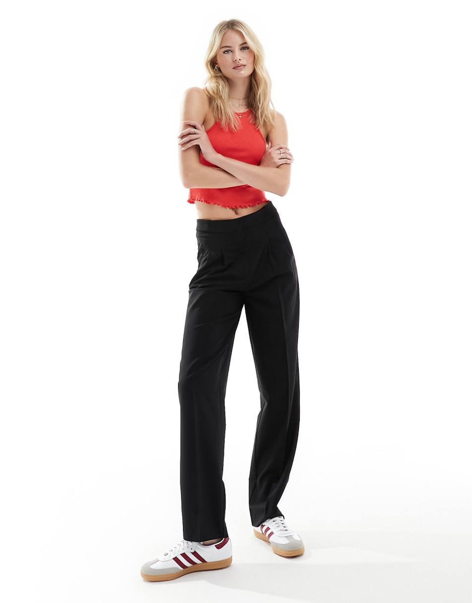 ASOS DESIGN Tall tailored barrel leg pant in black