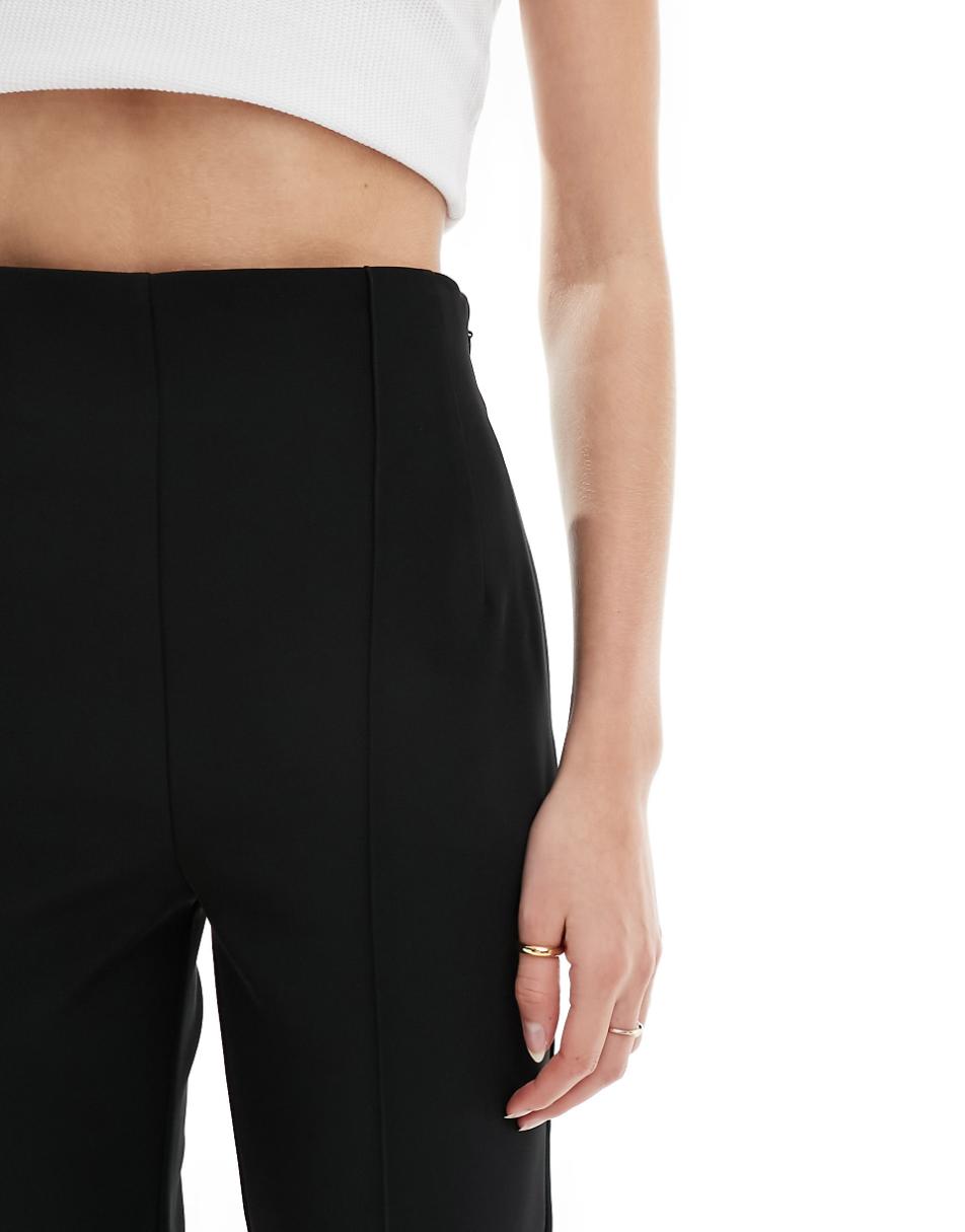 ASOS DESIGN Tall high waist seamed detail tailored pants in black