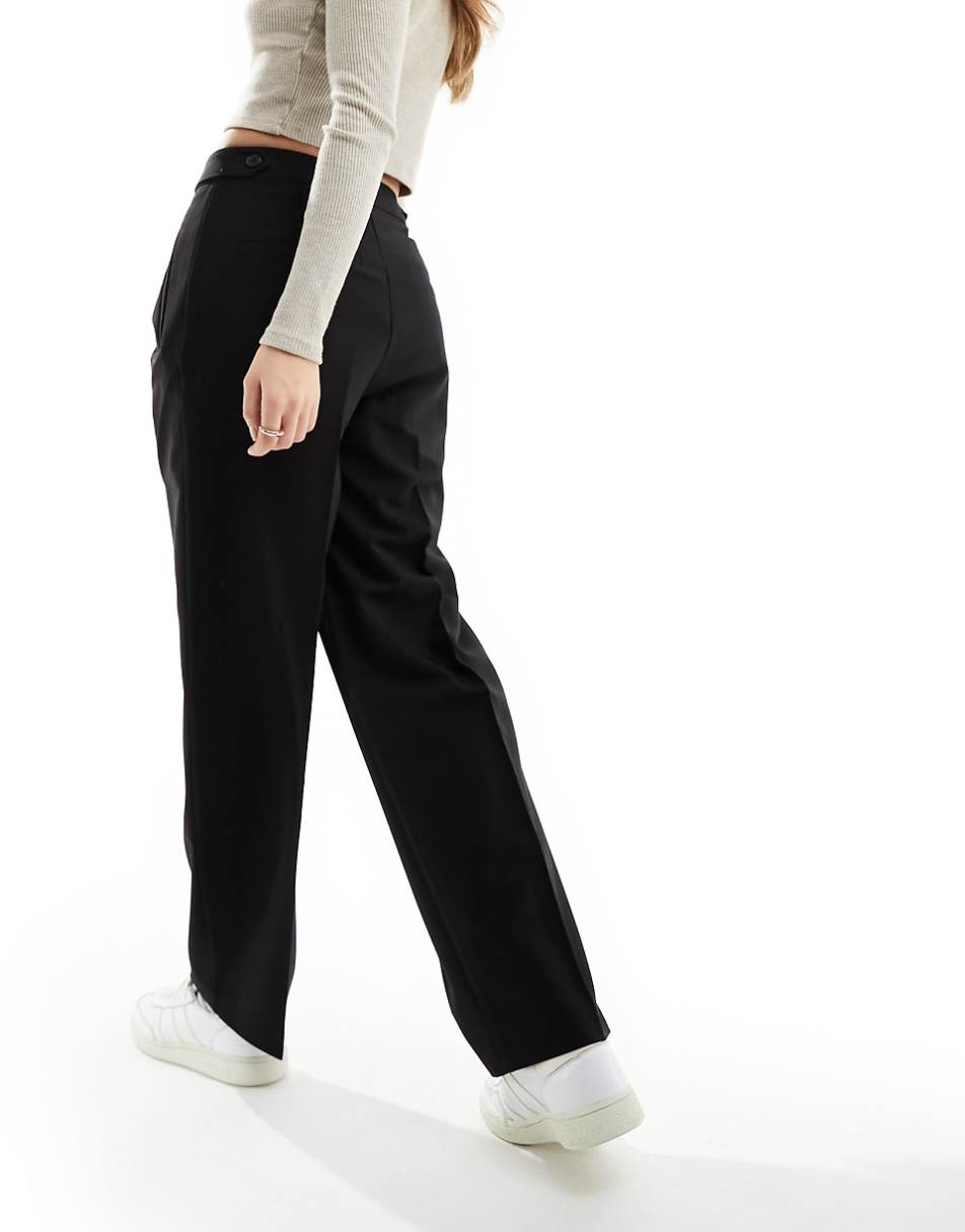 ASOS DESIGN tailored barrel leg pants in black