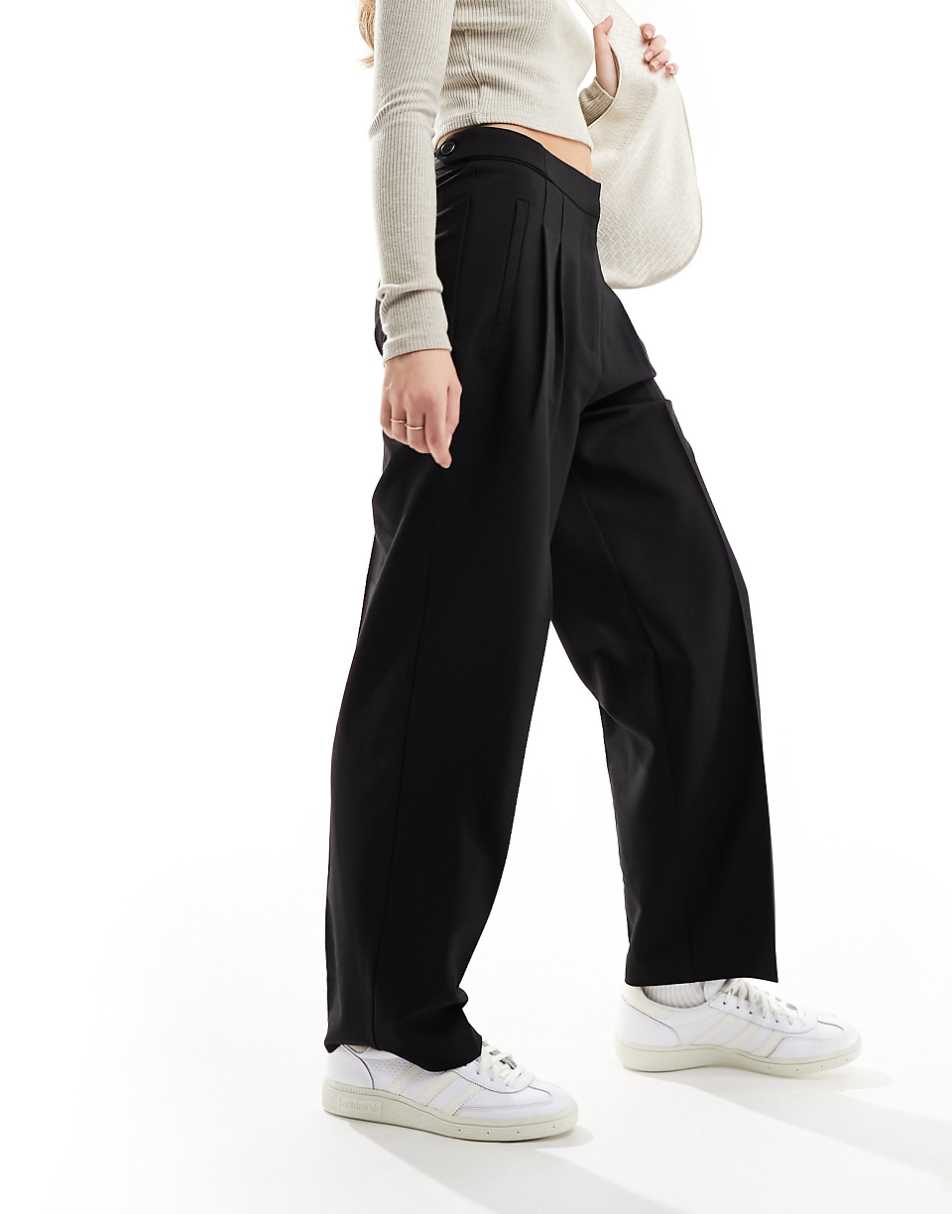 ASOS DESIGN tailored barrel leg pants in black