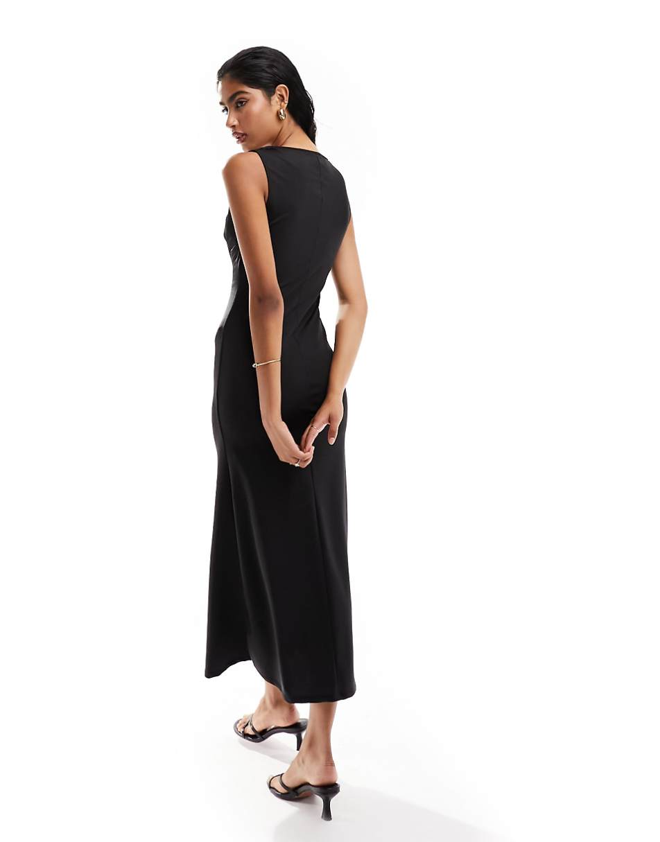 ASOS DESIGN softline midi dress with super scoop bra detail in black