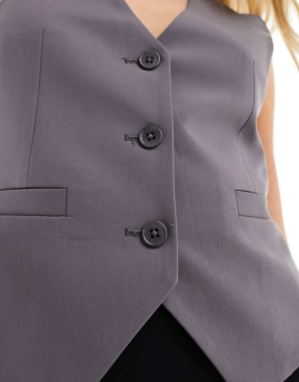ASOS DESIGN Tall tailored vest in gray