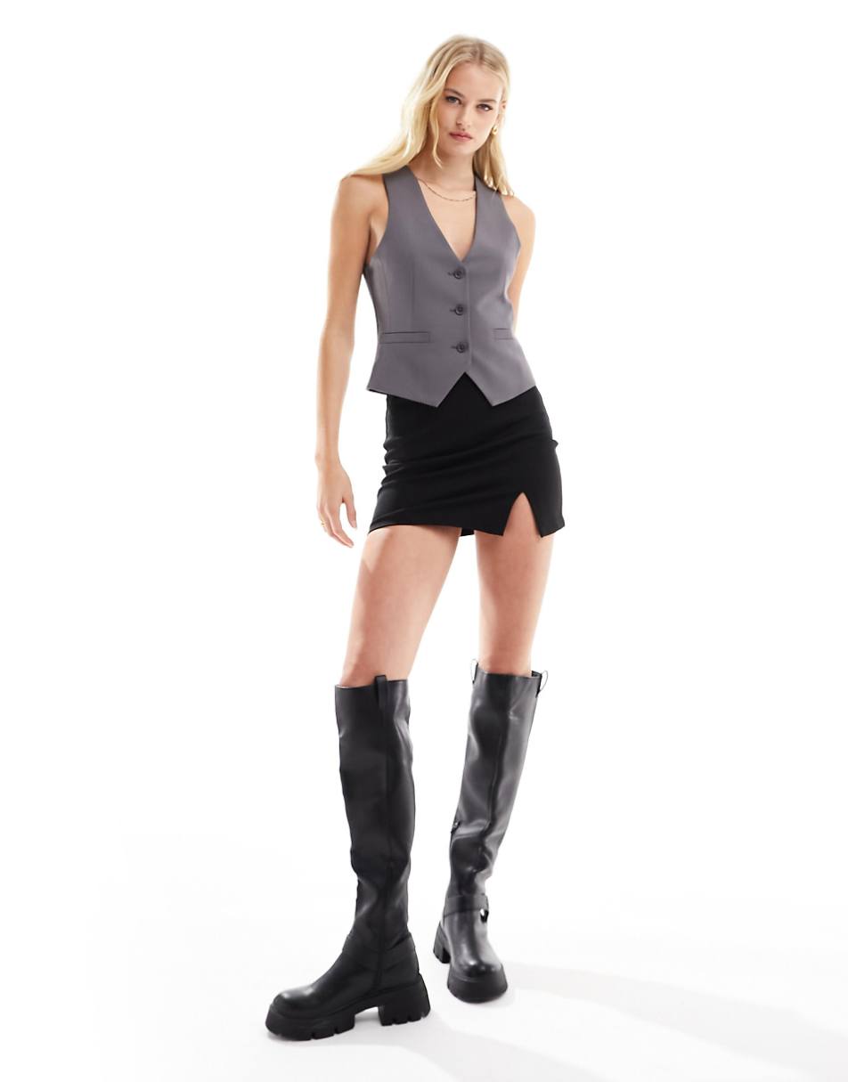 ASOS DESIGN Tall tailored vest in gray