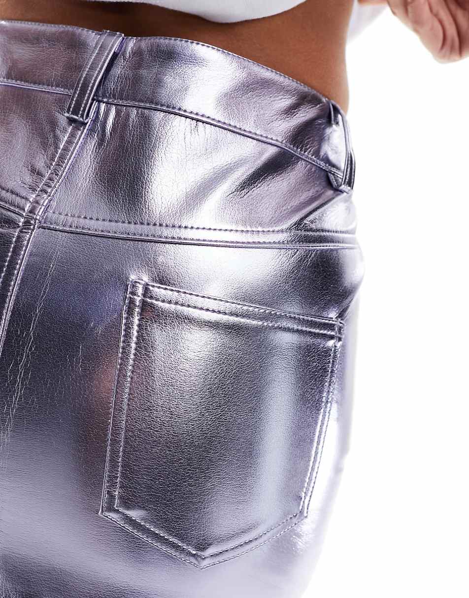Amy Lynn Milena Lupe Y2K micro mini skirt in metallic ice lilac