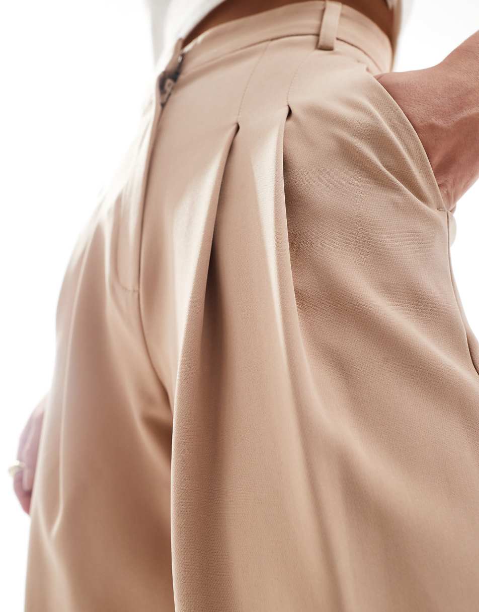 Miss Selfridge Petite tailored wide leg pants in taupe