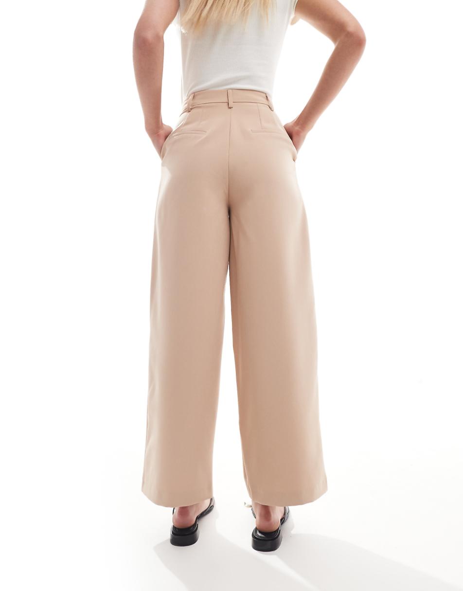 Miss Selfridge Petite tailored wide leg pants in taupe
