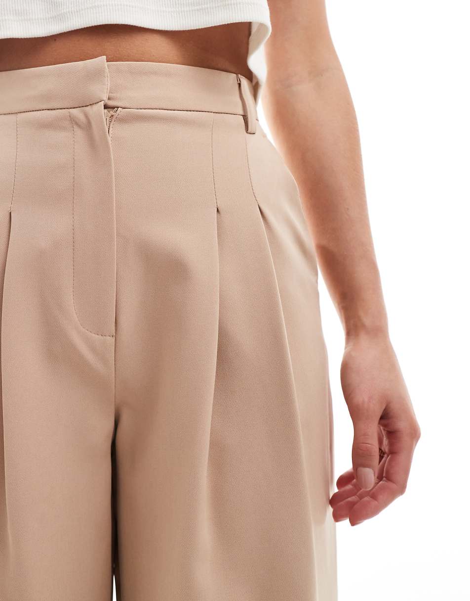 Miss Selfridge Petite tailored wide leg pants in taupe