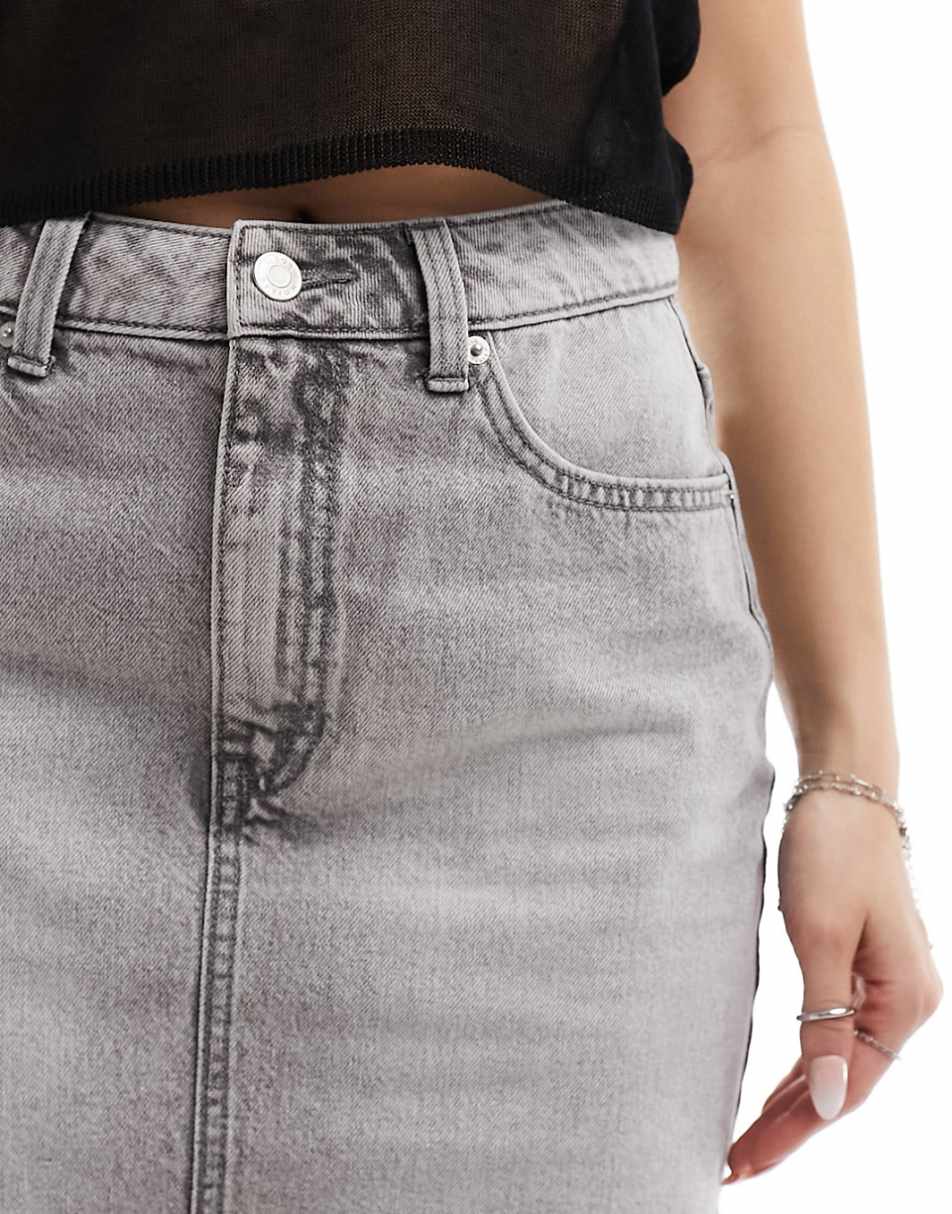 ASOS DESIGN denim high waist mini skirt in wash gray